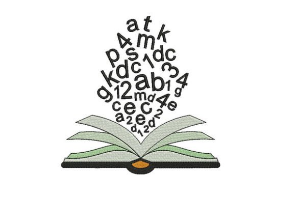 Book Alphabet for Boutique Sweatshirt Embroidery